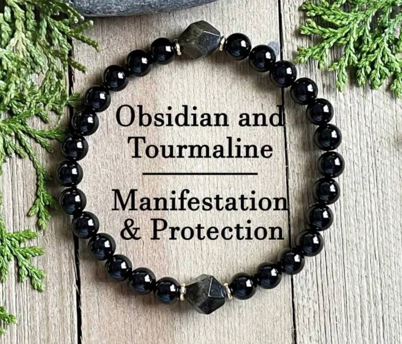 Pulsera de Obsidiana y Turmalina Negra