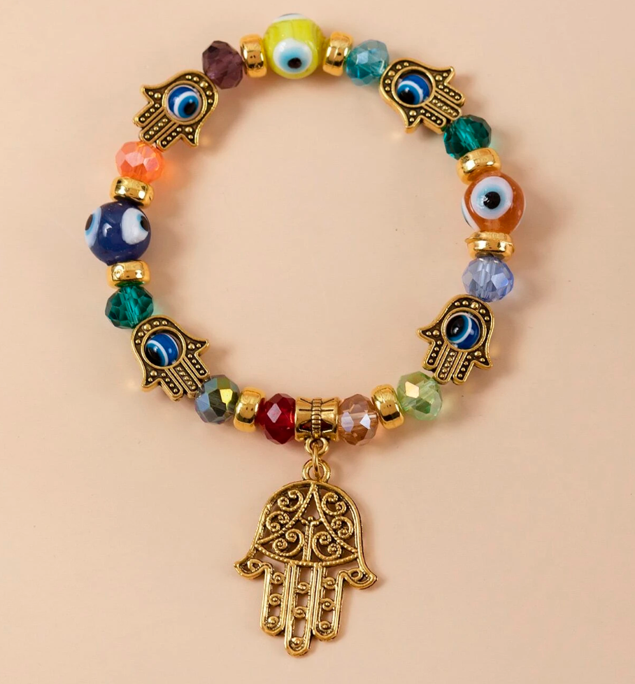 Pulsera Ojos Turcos (Con Mano de Fatima)